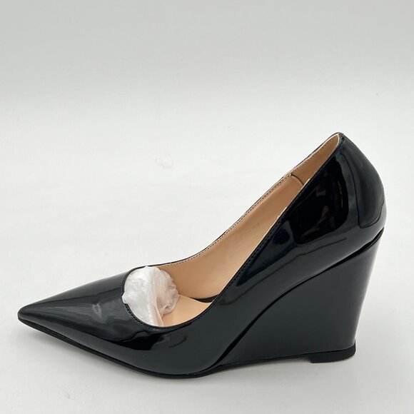 FOWT Women Fashion Closed Pointed Toe Pumps Solid Slip On High Heel Wedges Forma - Picture 4 of 8